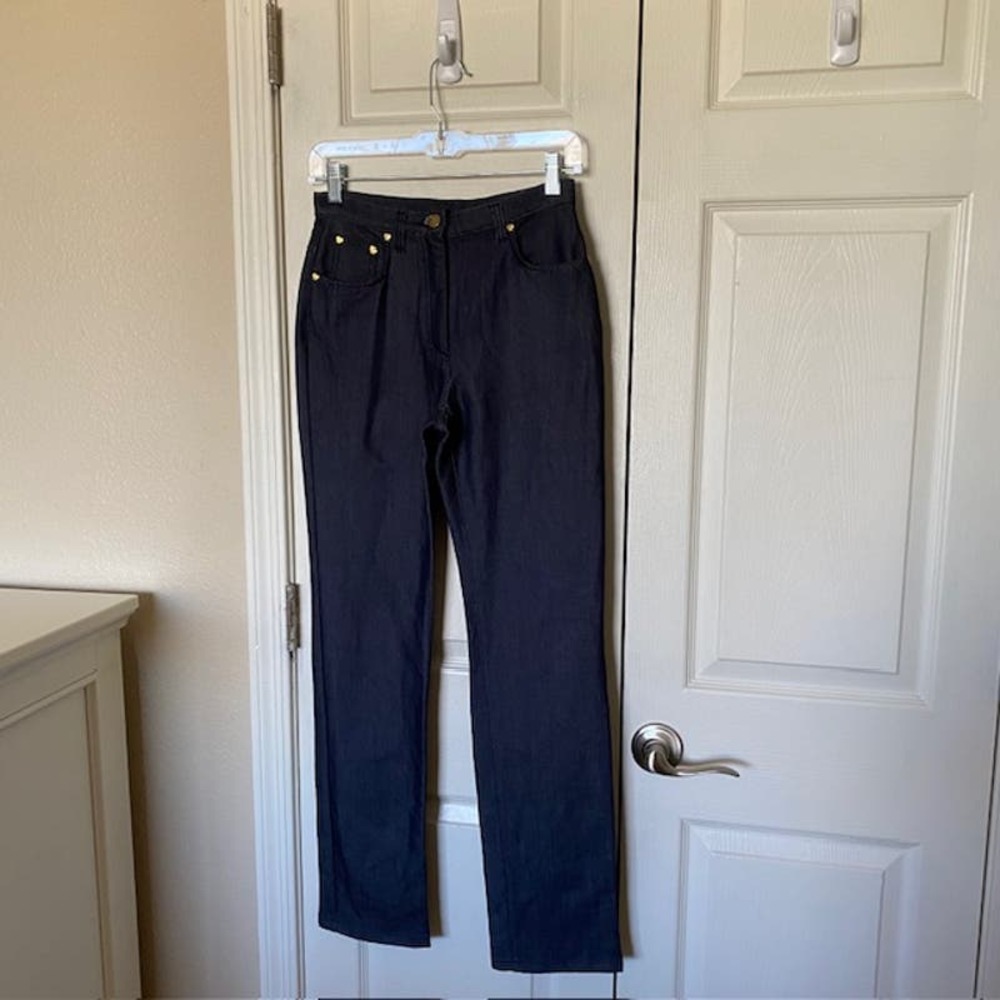MCM Stretch Jeans‎ Logo Blue Straight Leg Denim Italy Women's 27